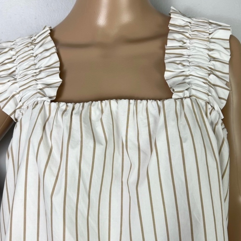 FRAME STRIPED RUFFLE STRAP COTTON TOP - Picture 3 of 11